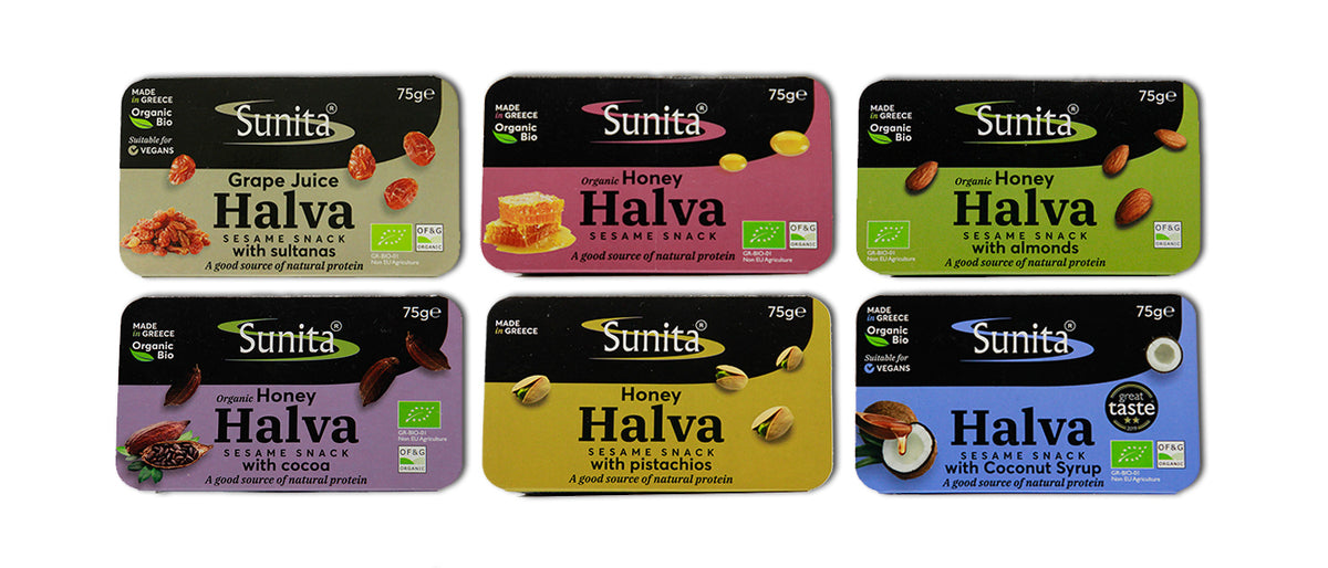 Sunita Honey Halva Plain, Pistachio, Chocolate, Almond, Organic