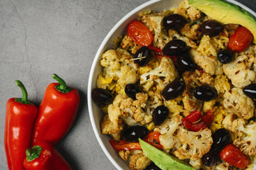 Roasted Cauliflower and Farro Salad with Feta and Avocado