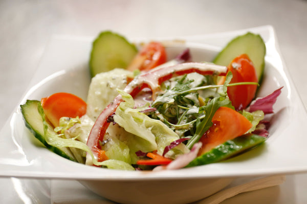 Avocado, Sunita Almond & Sesame Butter and tomato salad - Taste from the Med