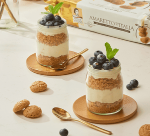 Pot Cheesecake with Blueberry Mousse and Amaretti d’Italia Macaroons - Taste from the Med
